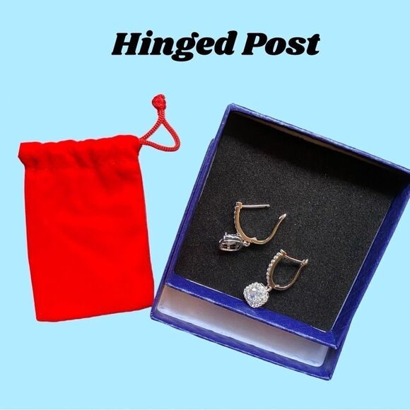 .925 STERLING SILVER PLATED VINTAGE STYLE CRYSTAL ZIRCON EARRINGS - Picture 7 of 8